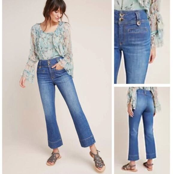 Anthropologie Pilcro and the Letterpress Jeans Crop Flare Denim Pants Blue 30 - Picture 8 of 8